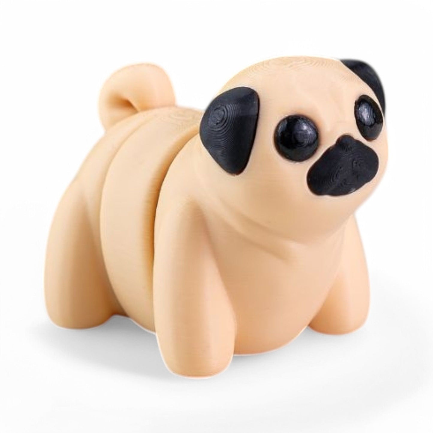 Yorkshire Handmade Flexi Pug Dog 3D Printed Keychain - Eco-Friendly PLA Plastic Figurine & Unique Gift