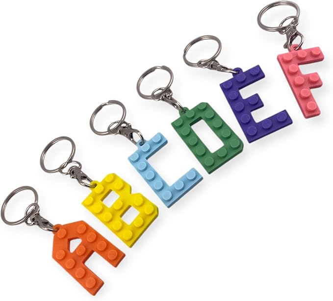 Personalized Building Block Letter Keyring A-Z | Colorful Custom Gift