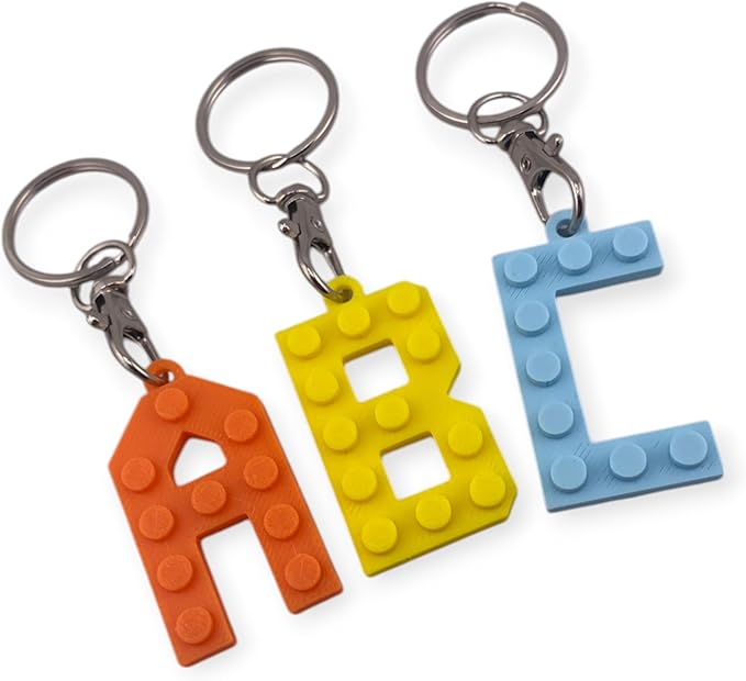 Personalized Building Block Letter Keyring A-Z | Colorful Custom Gift