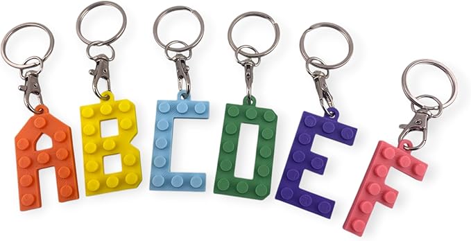 Personalized Building Block Letter Keyring A-Z | Colorful Custom Gift