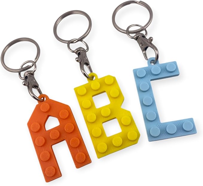Personalized Building Block Letter Keyring A-Z | Colorful Custom Gift