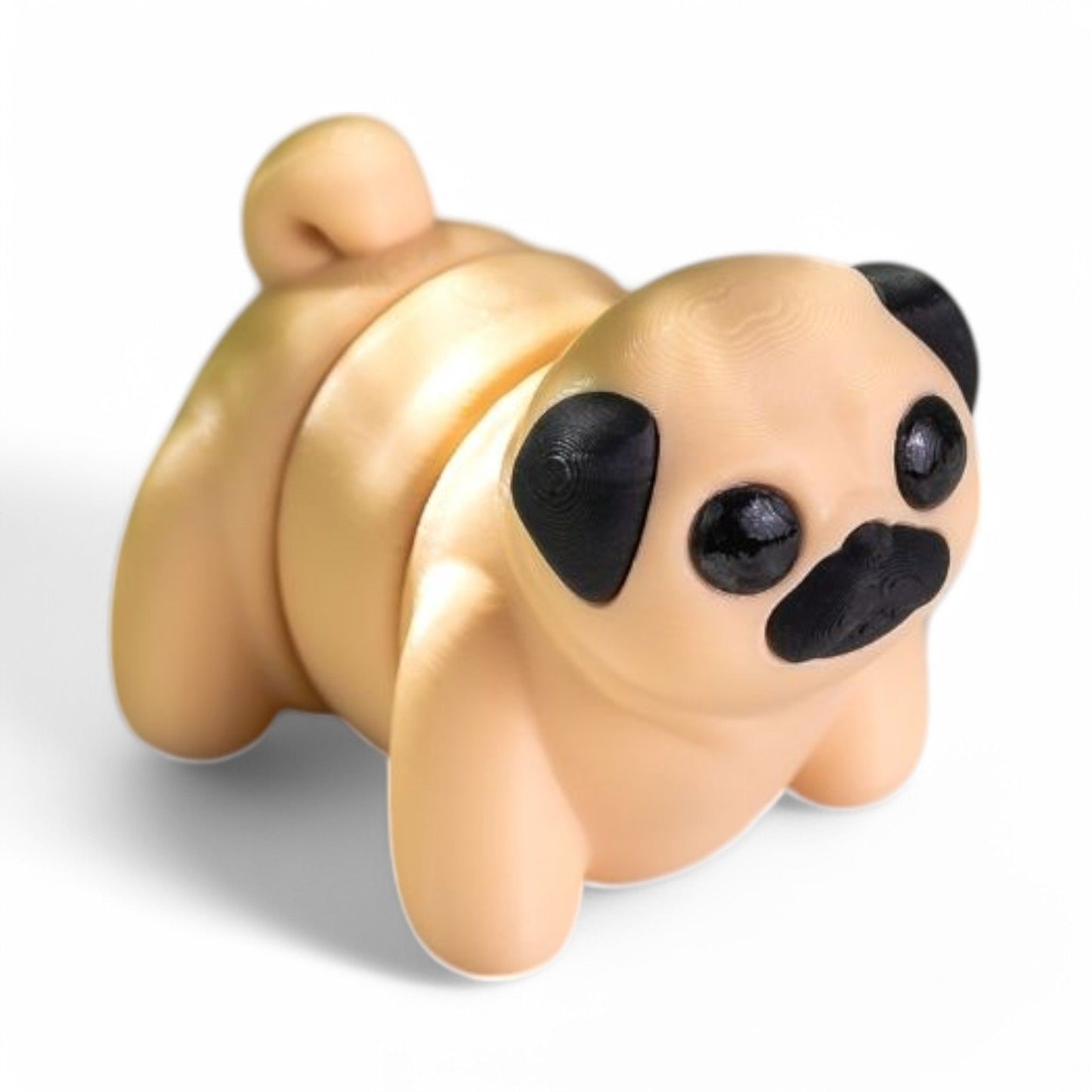 Yorkshire Handmade Flexi Pug Dog 3D Printed Keychain - Eco-Friendly PLA Plastic Figurine & Unique Gift