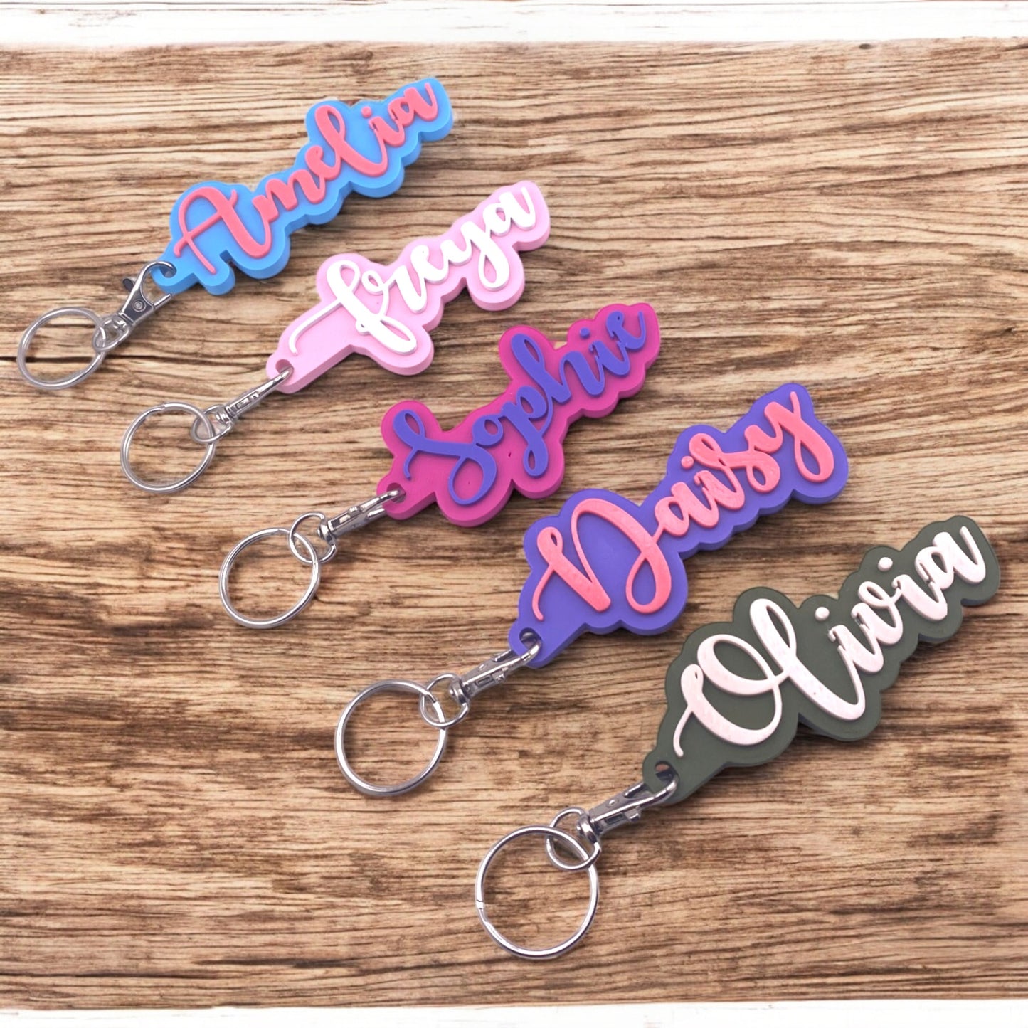 Personalised Keyring - Custom 3D Name Tag with 24 Colours