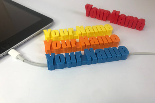 2 Personalised Cable Clip 3D Printed | Custom Name | Personalized Charger | iPhone & Android | Office Accessories | Small Gift | USB Cable