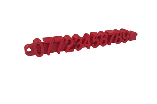 Number Tag Keyring - Keychain - 3D Printed - Children - Phone Number - Child - School Bag - Personalised - Lost and Found - Code Keyring
