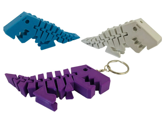 Flexi Rex / Flex Dino - Fidget Keyring - Keychain - Gift 3D Printed - Under 5 Pounds - Party Filler - Stress Reliever - Sensory Toy, Fiddle